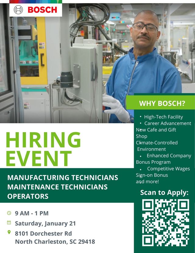 Robert Bosch s Charleston plant hosts hiring event